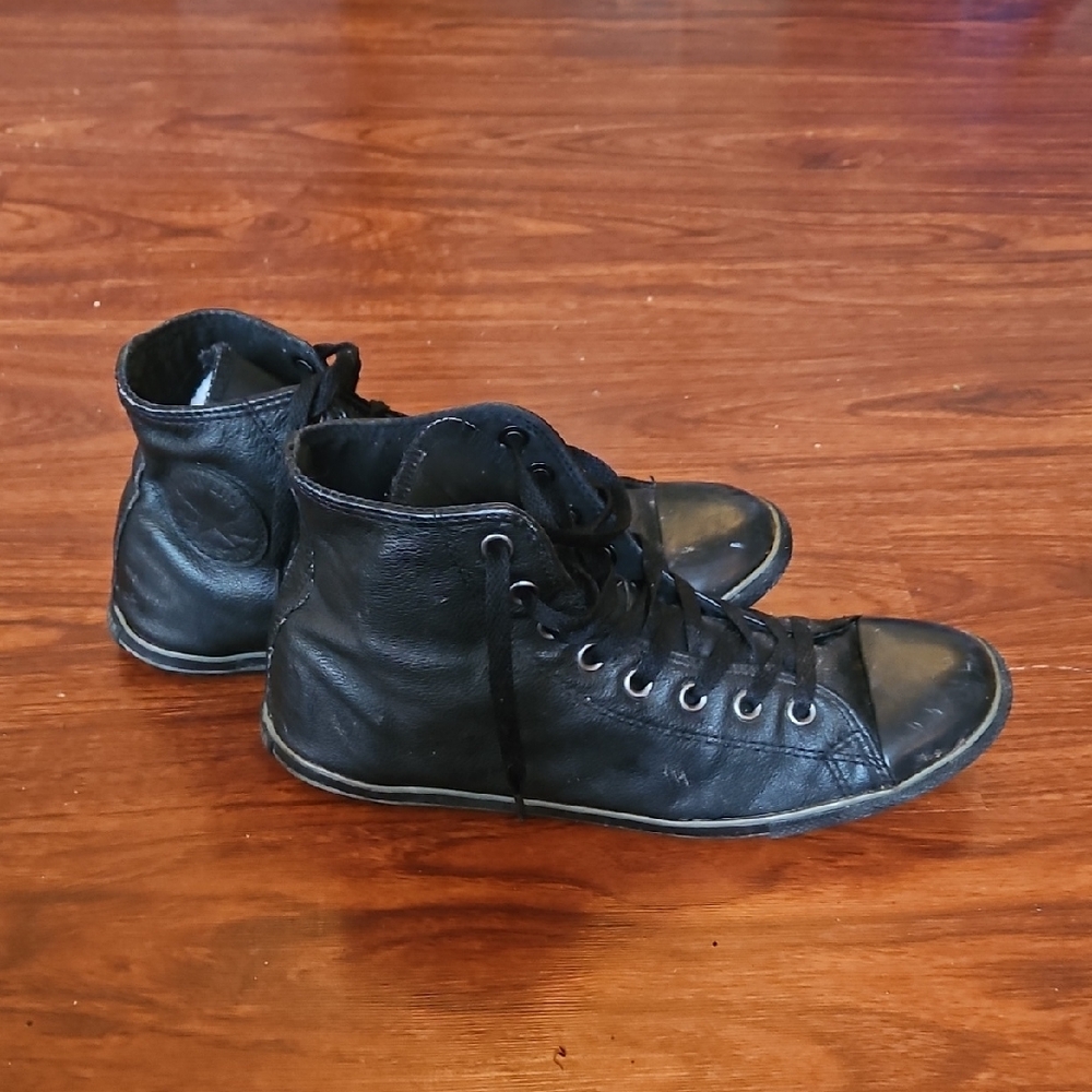 Converse Chuck Taylor All Star Slim Hi Black Leather Sneakers Men’s 8.5 / W 10.5